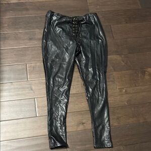 Streetwear society Black Faux Leather Lace-Up pants, XL